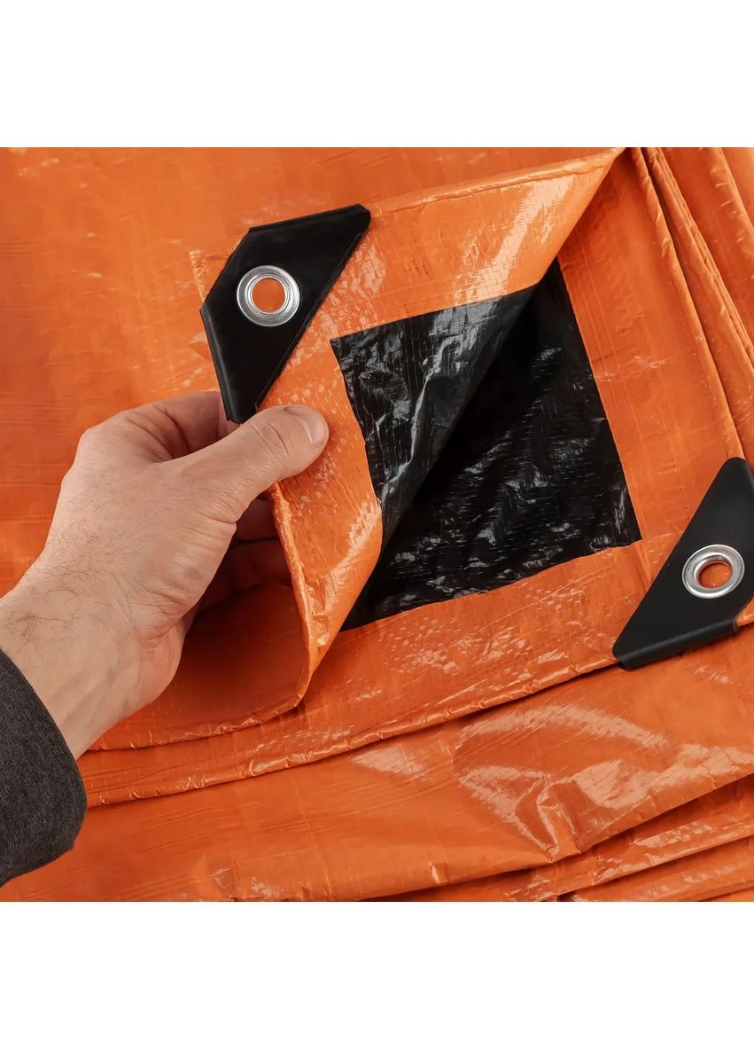 Тент тарпаулиновый 110 г/м² Orange Black с люверсами ProDobro (402762049)