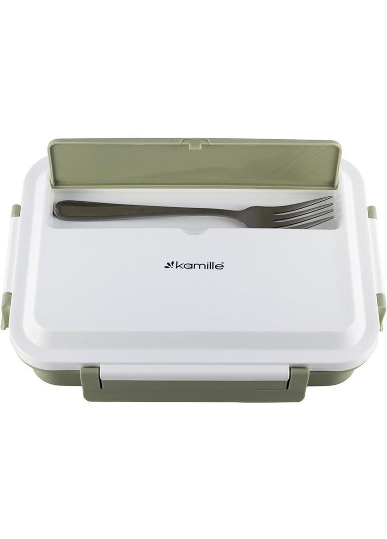 Ланч-бокс Snack 1000мл контейнер для їжі на 4 секції із нержавіючої сталі зелений судок для обіду Kamille (368976956)