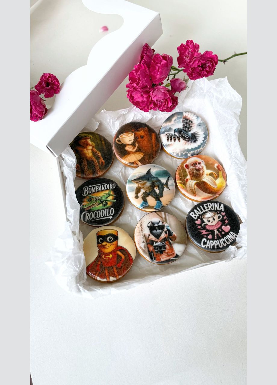 Пряники итальянские мемы набор 9 шт в коробке 21*21 см No Brand (365865137)