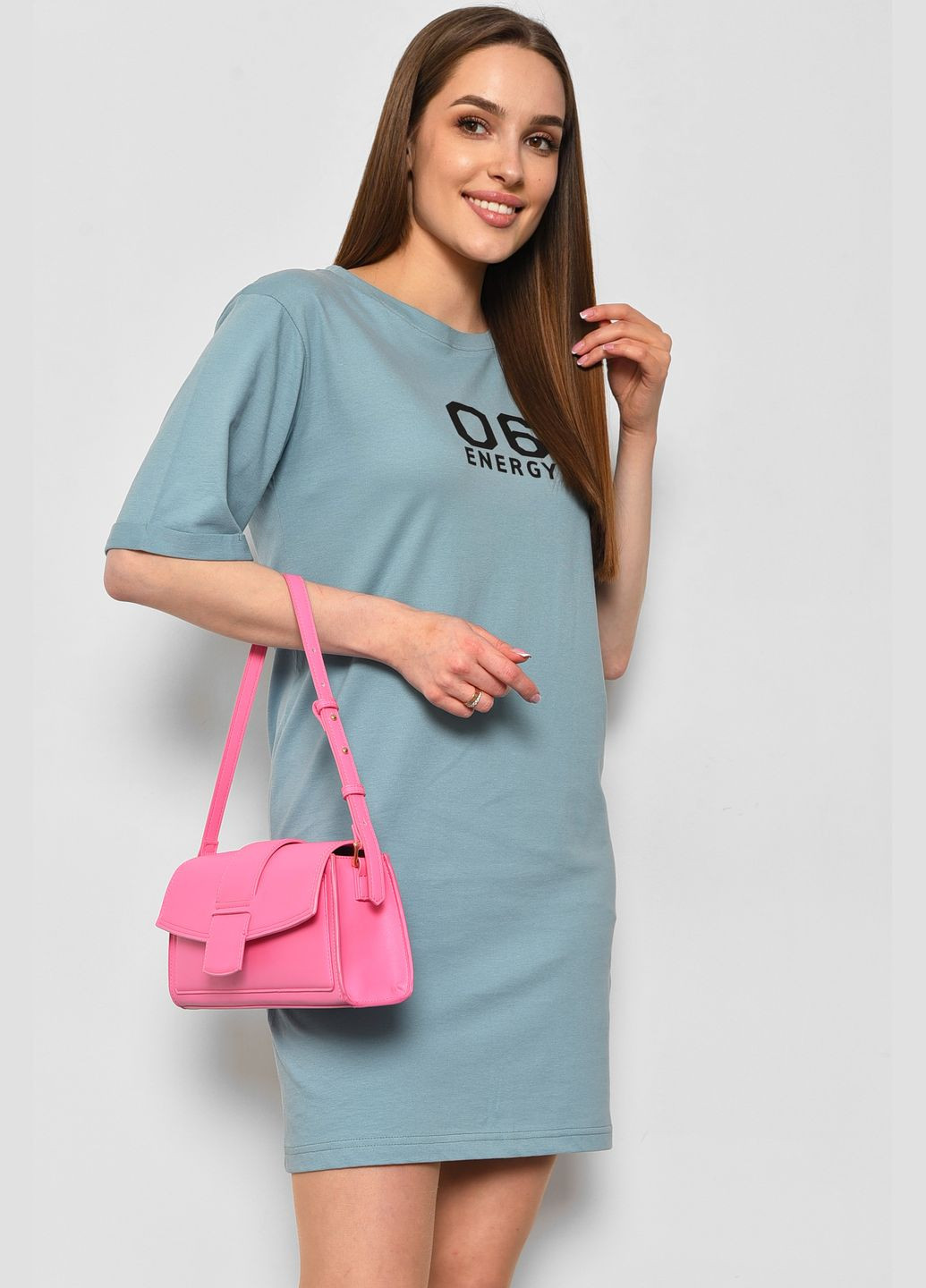 Жіноча туніка з тканини лакоста блакитного кольору. Let's Shop (290981438)