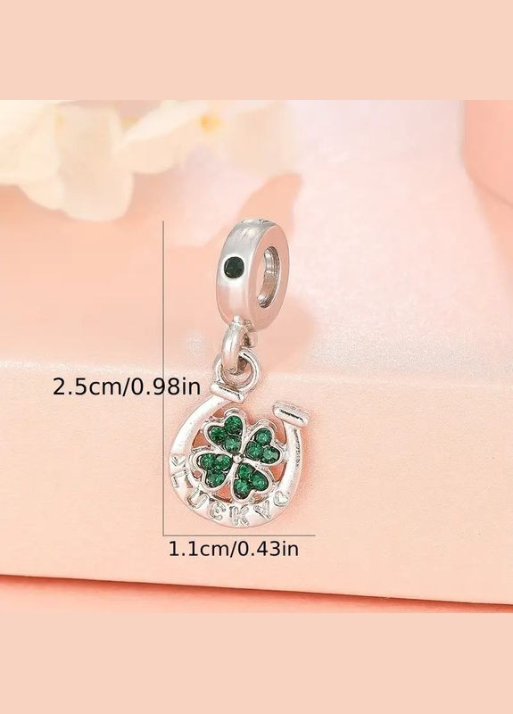 Шарм на браслет четырехлистный клевер с подковой на удачу Liresmina Jewelry (302026409)