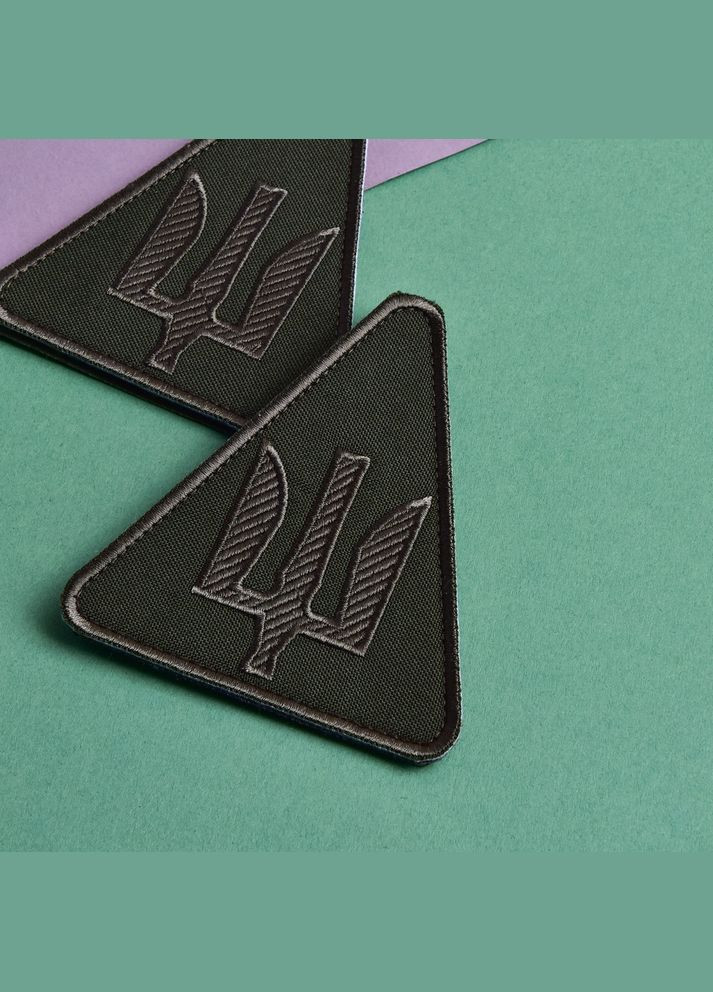 Набір шевронів 2 шт. на липучці авіаційних війська України Тризуб польовий хакі 9 х 8 см вишитий патч нашивка IDEIA (347599616)