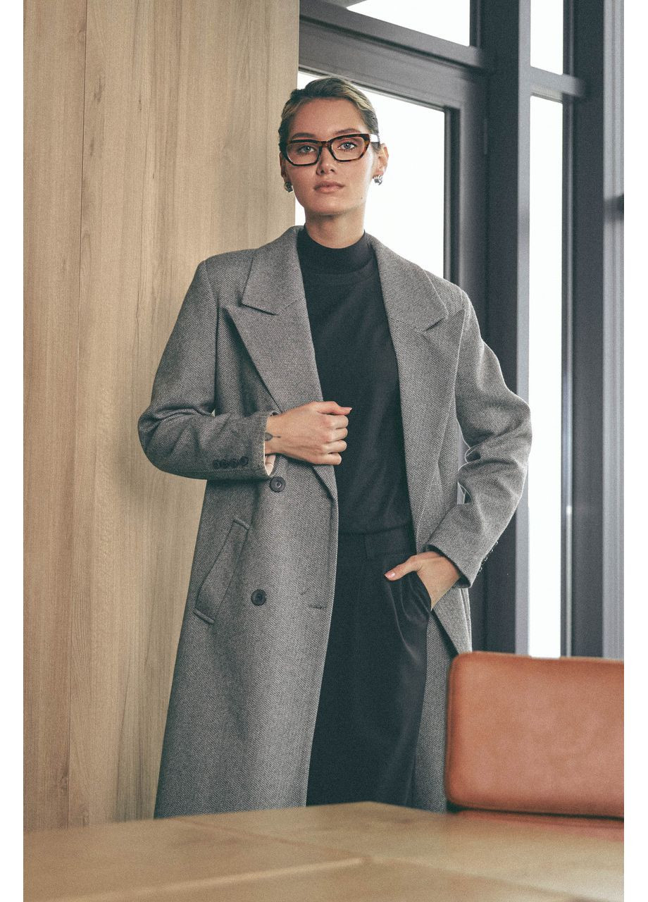 Сіре демісезонне Сіре пальто із французького кашеміру Seventeen