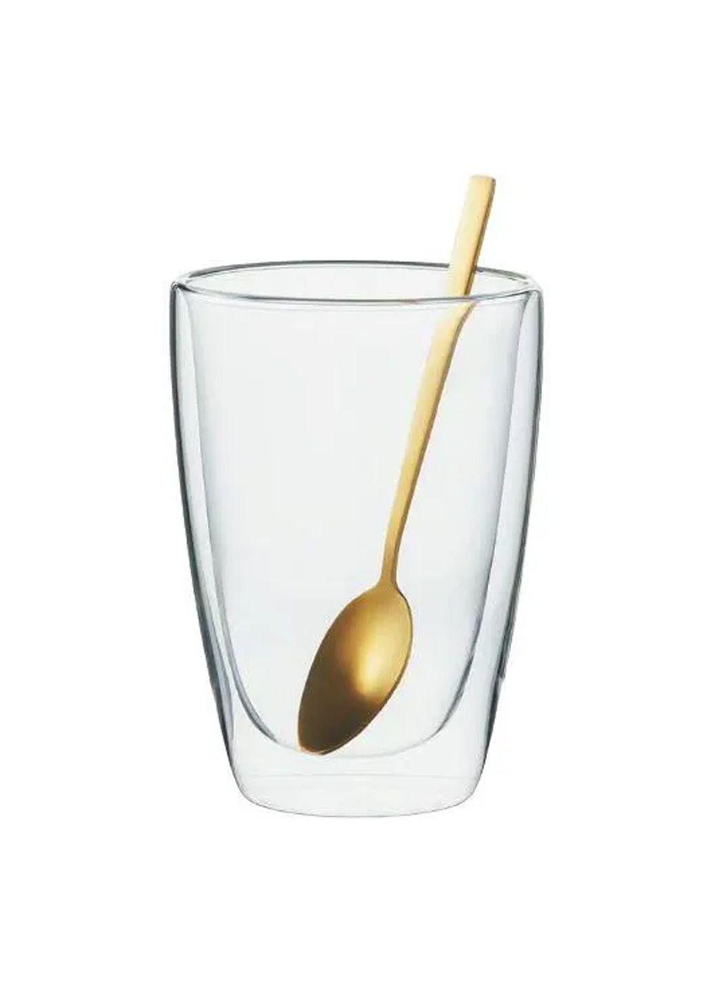 Склянки з подвійного термоскла 2 шт з ложками комбінований Ambition (338427542)