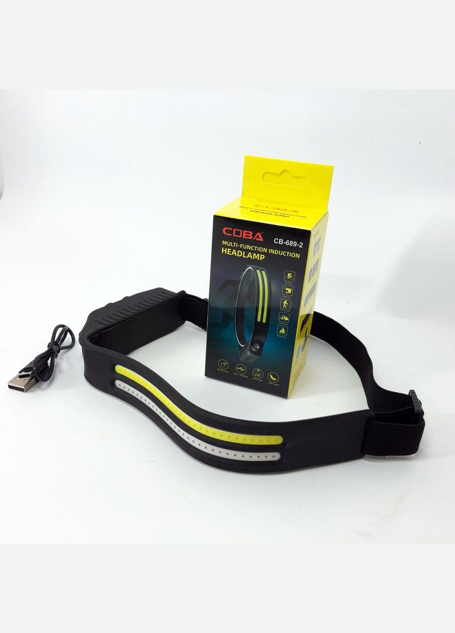 LED Ліхтар налобний BL-W689-LM+2COB (white+red) датчик руху, Ліхтарик на голову із зарядкою Bailong (369562018)