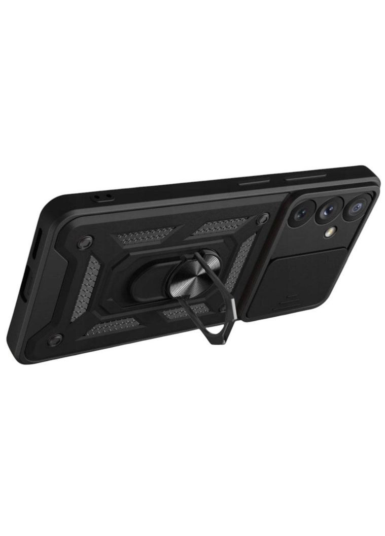 Чехол Shockproof для Samsung Galaxy S25 Plus (SM-S936) - противоударный, с подставкой и шторкой для камеры - Black Primo (368999134)