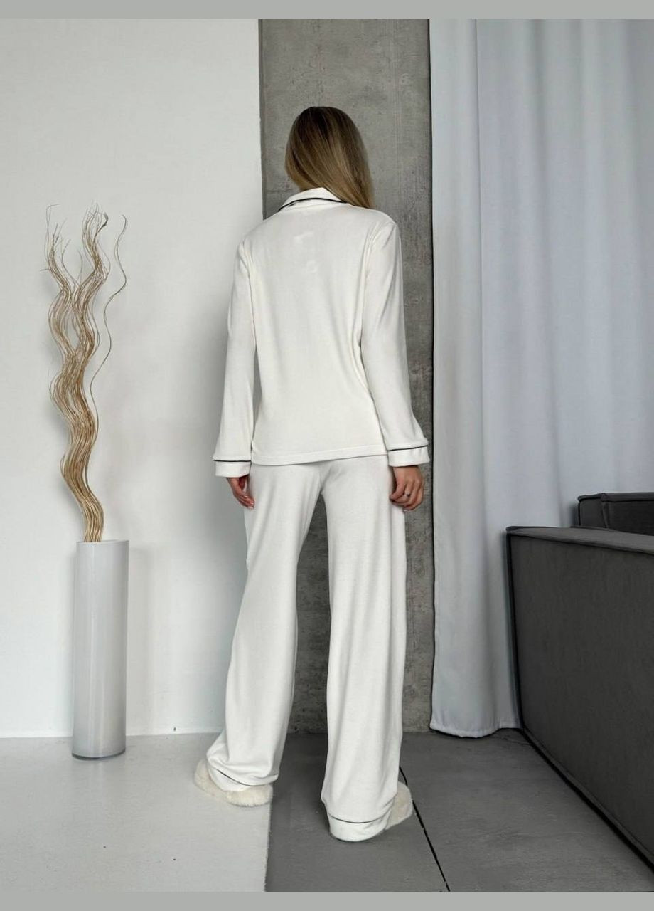 Белая всесезон пижама рубашка + брюки No Brand