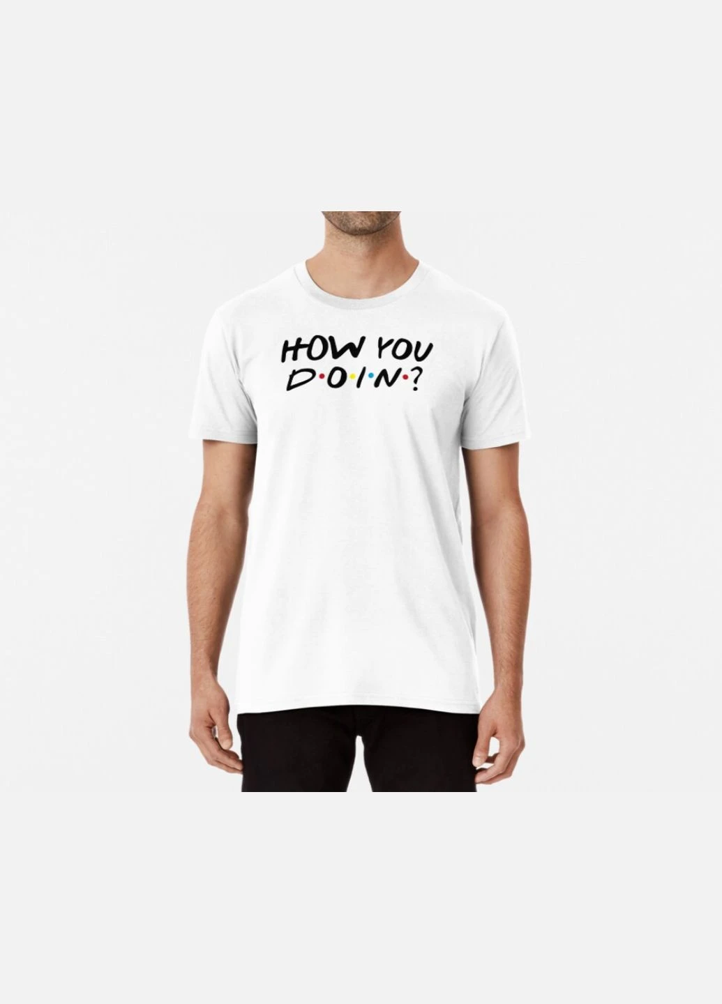Біла чоловіча футболка з принтом how you doin Stedman