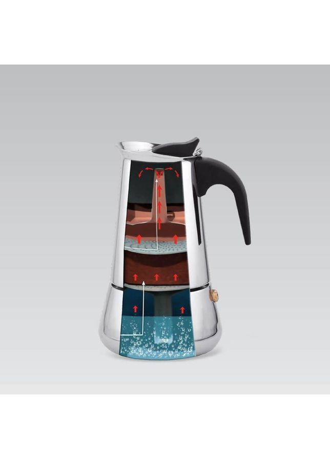 Кофеварка гейзерная MR-1660-6 300мл нержавейка Maestro (372992676)
