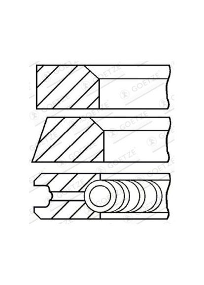 Кольца поршневые (1CYL) VW 76.5 (1.75/2/3) 1.6D/2.0D/2.4D 08-405200-00 GOETZE (366142807)