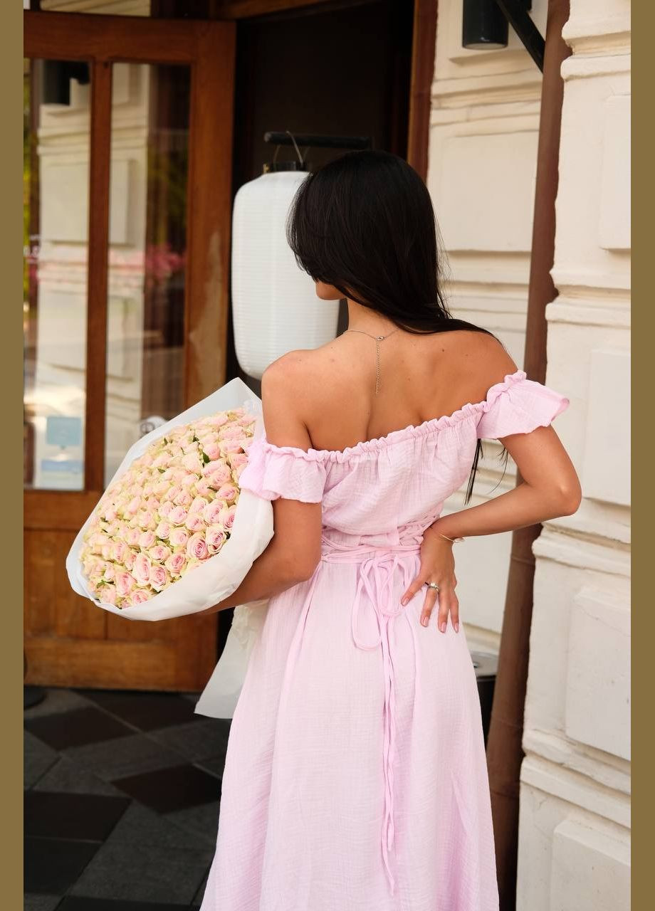 Розовое женское платье муслин No Brand
