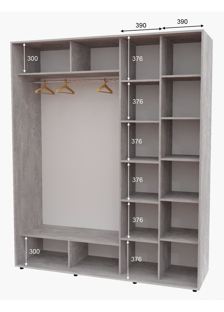 Шафа-купе дводверна 190*60*230 см Індастріал 2 двері ДСП + Дзеркало Алекса (360477184)