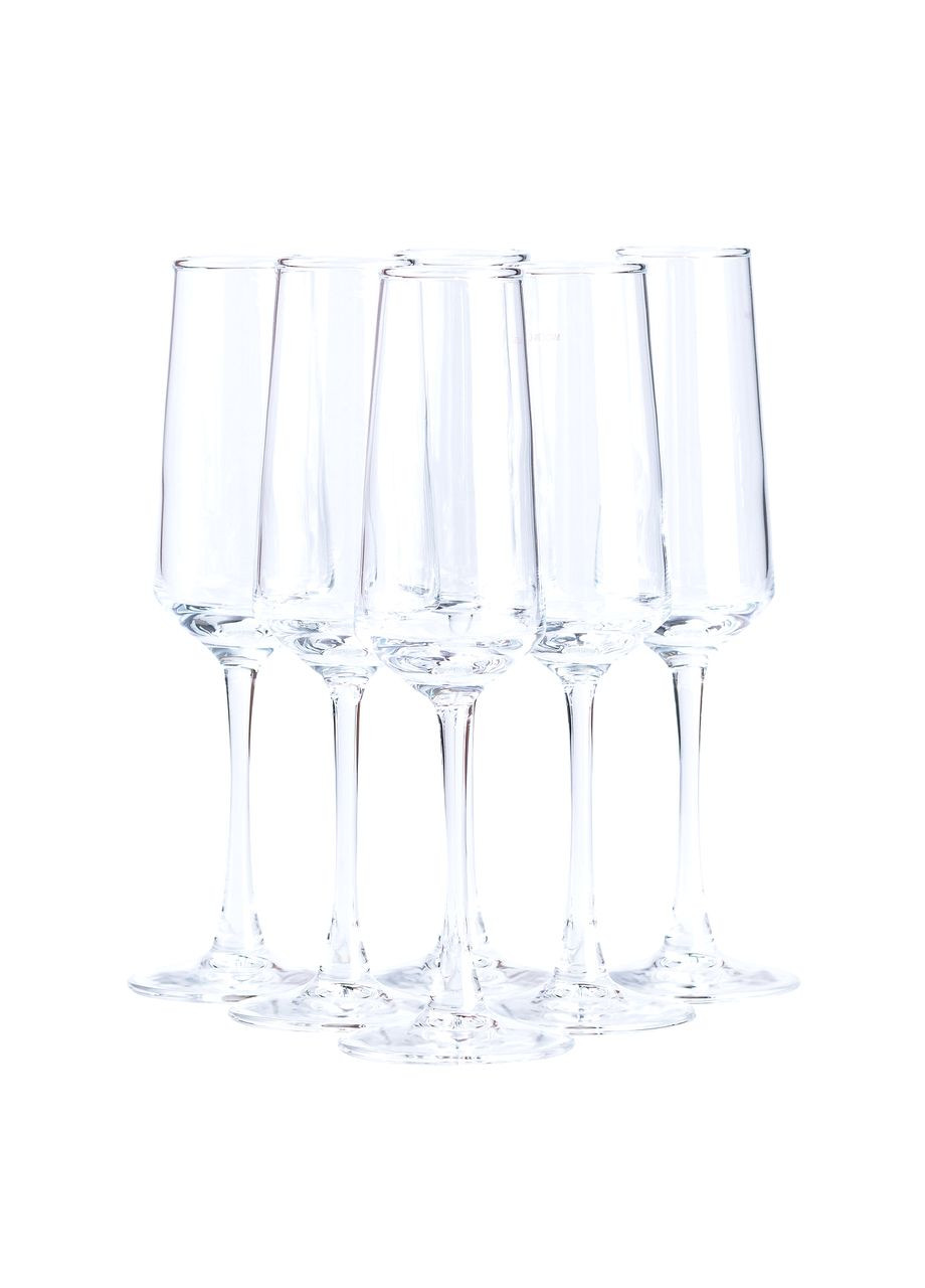 Келихи для шампанського 6 шт прозорі на високій ніжці для урочистостей та свят скляні ProDobro (364189406)