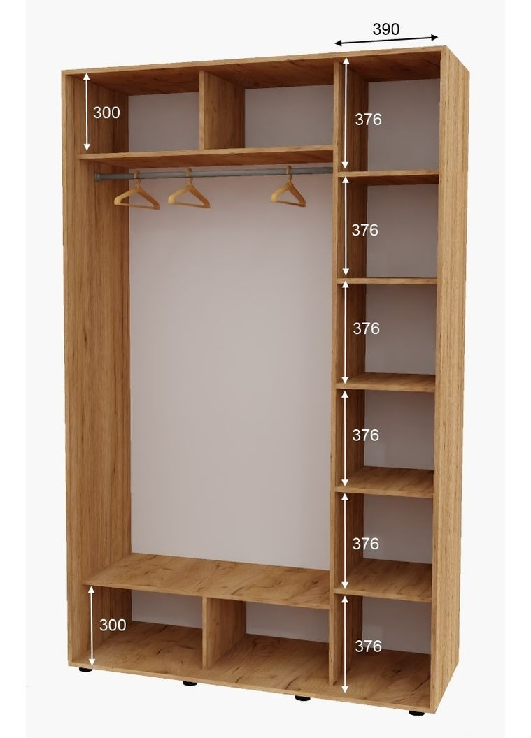 Шкаф-купе двухдверный 160*60*250 Дуб крафт золотой Зеркало/Зеркало с пескоструйным рисунком Алекса (360441497)