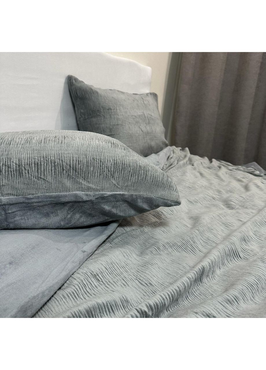 Постільна білизна "Luxury Жатка Велюр" (Євро). 200х230 см графітового кольору. No Brand (367912400)