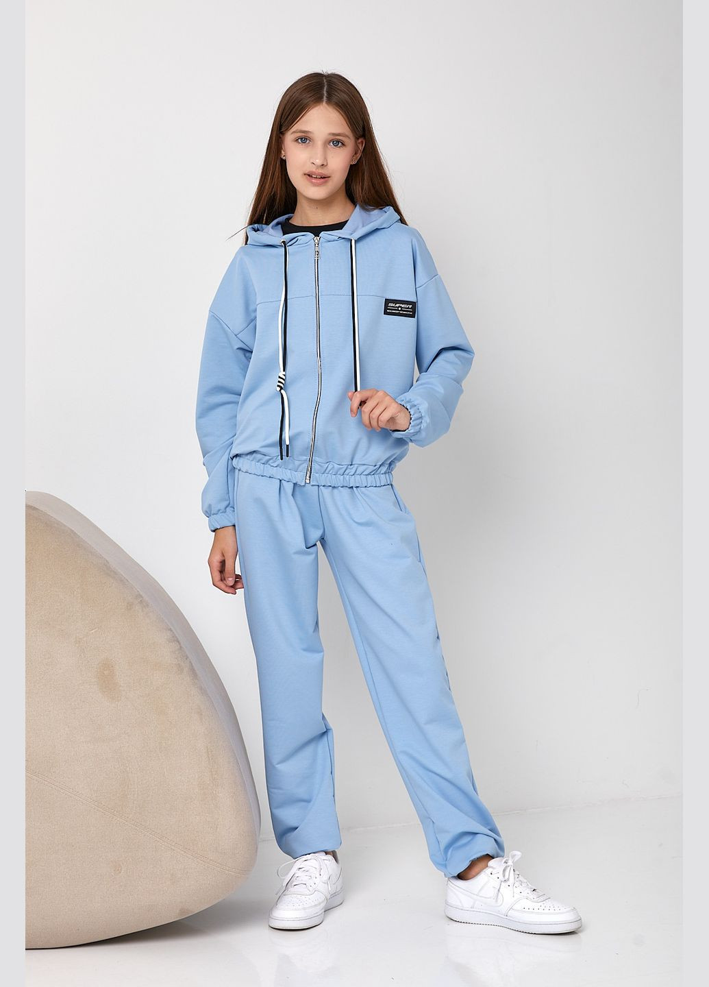 Костюм трійка з футболкою для дівчинки блакитний 127194 No Brand (316549361)