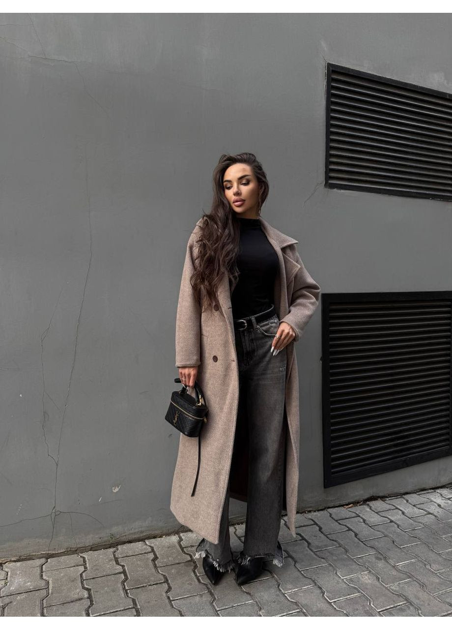 Коричневое демисезонное Пальто женское кашемировое Style Point