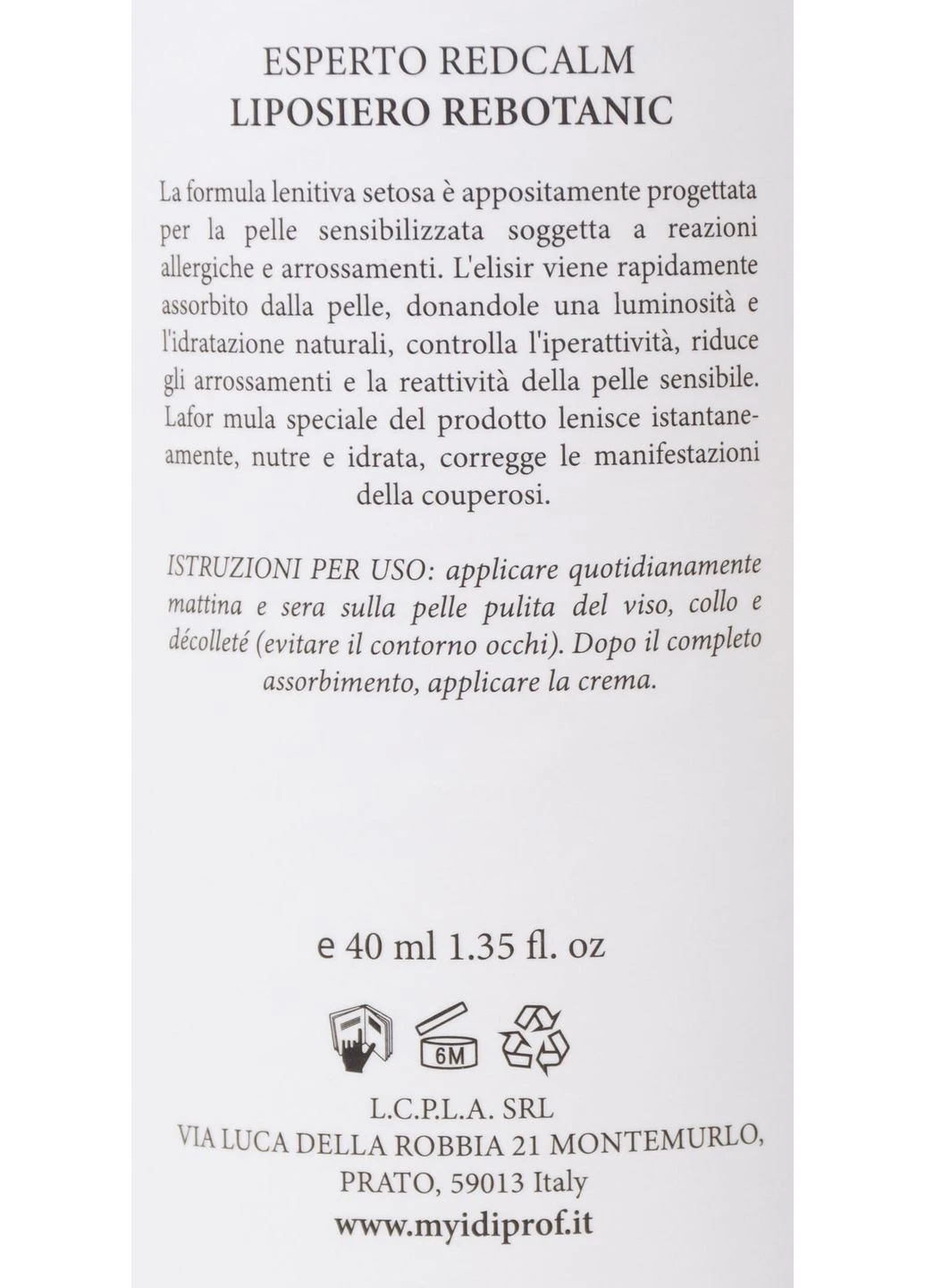 Ліпосомальний еліксир-корректор почервонінь REDCALM EXPERT REBOTANIC LIPOSERUM, 40 мл MyIDi (374004630)