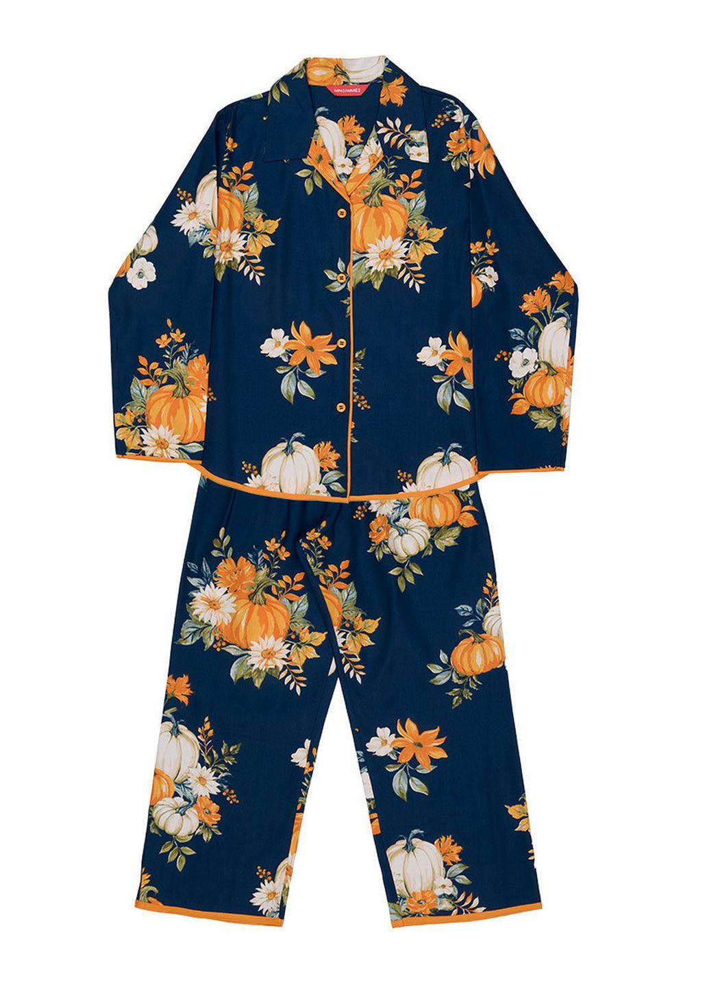 Синяя всесезон пижама для девочки 7213pum синий с тыквенным принтом рубашка + брюки Cyberjammies Auburn