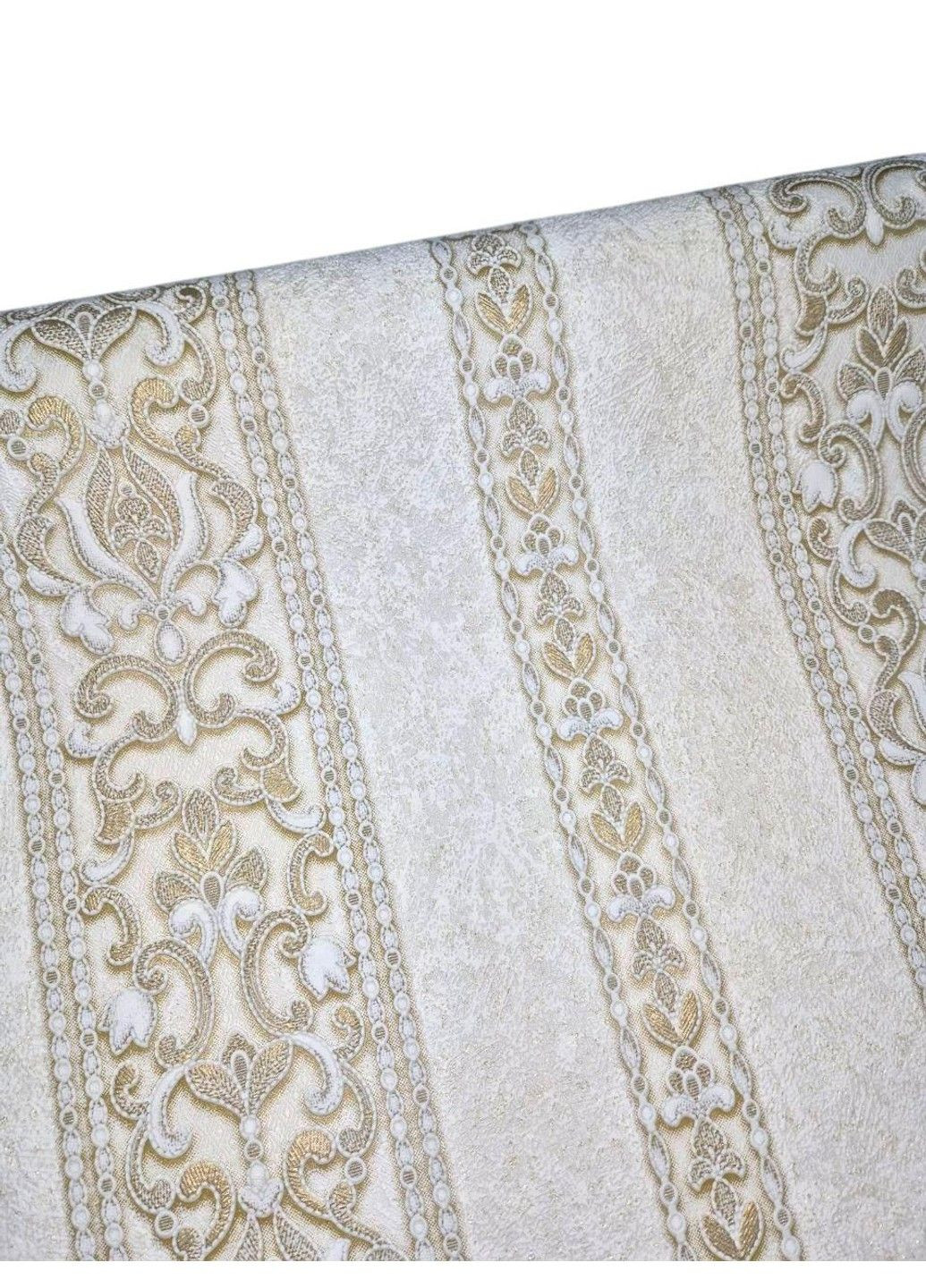 Обои виниловые флизелиновые 10.05×1.06м Славянские 3735-05, бежевые в спальню, коридор, зал, гостиную, комнату Слов'янські шпалери (340275357)