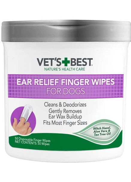 Салфетки для чистки ушей Ear Relief Finger Wipes для собак 50 шт. (0031658000005) Vet's Best (357074776)