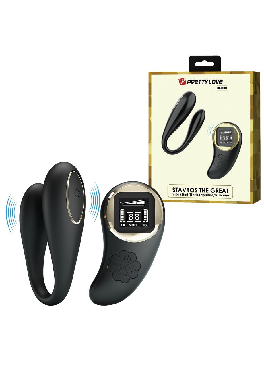 Вибратор для пар Pretty Love Nathan с пультом, черный, 9.4 см No Brand (361439433)