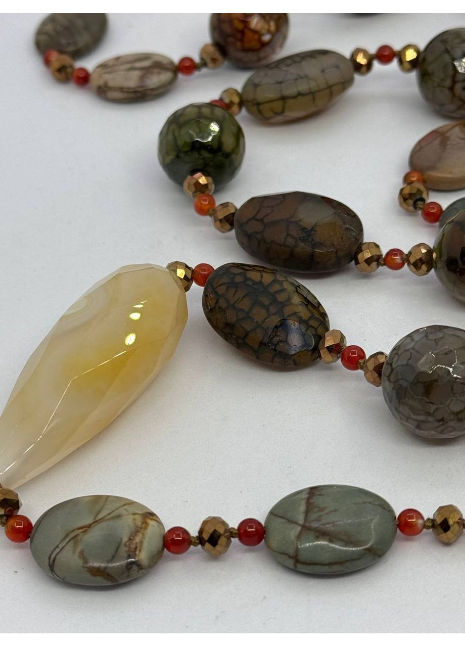Бусы из сердолика и агата 100 см Комбинированный No Brand (363829902)