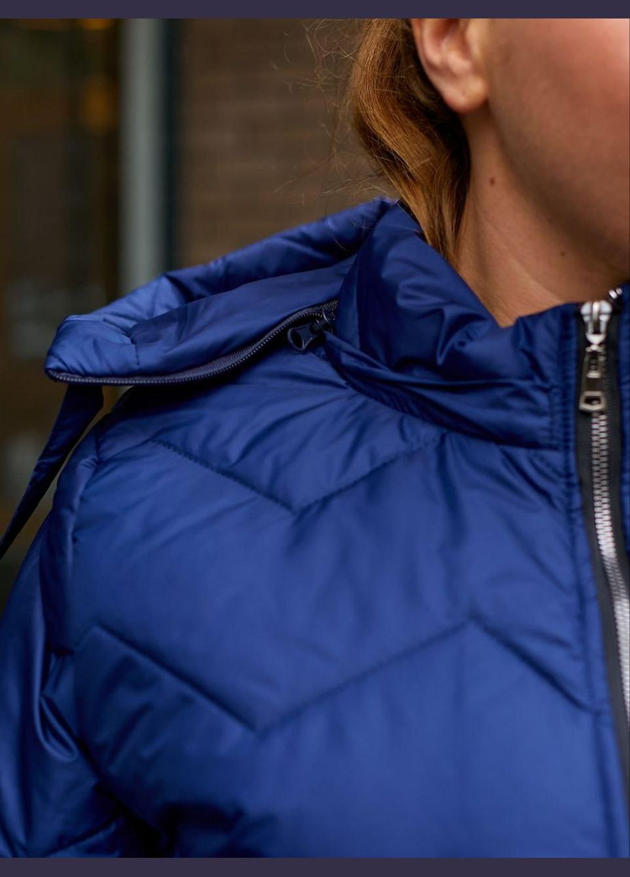 Синя зимня куртка жіноча еврозима батальна sf-147 тепло та стильно синій, 66-68 Sofia