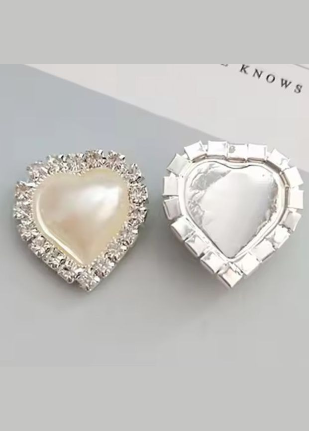 Перлинний декор Серце, металева основа-срібло, 16 мм, бежевий No Brand (341731443)