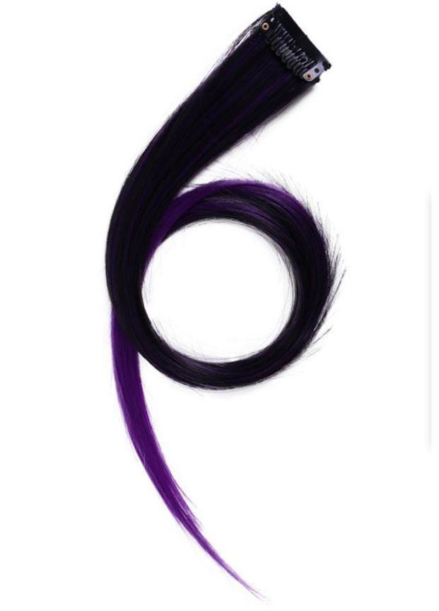 Декоративне пасмо волосся омбре на заколці 50 см чорно-фіолетове No Brand (366091375)
