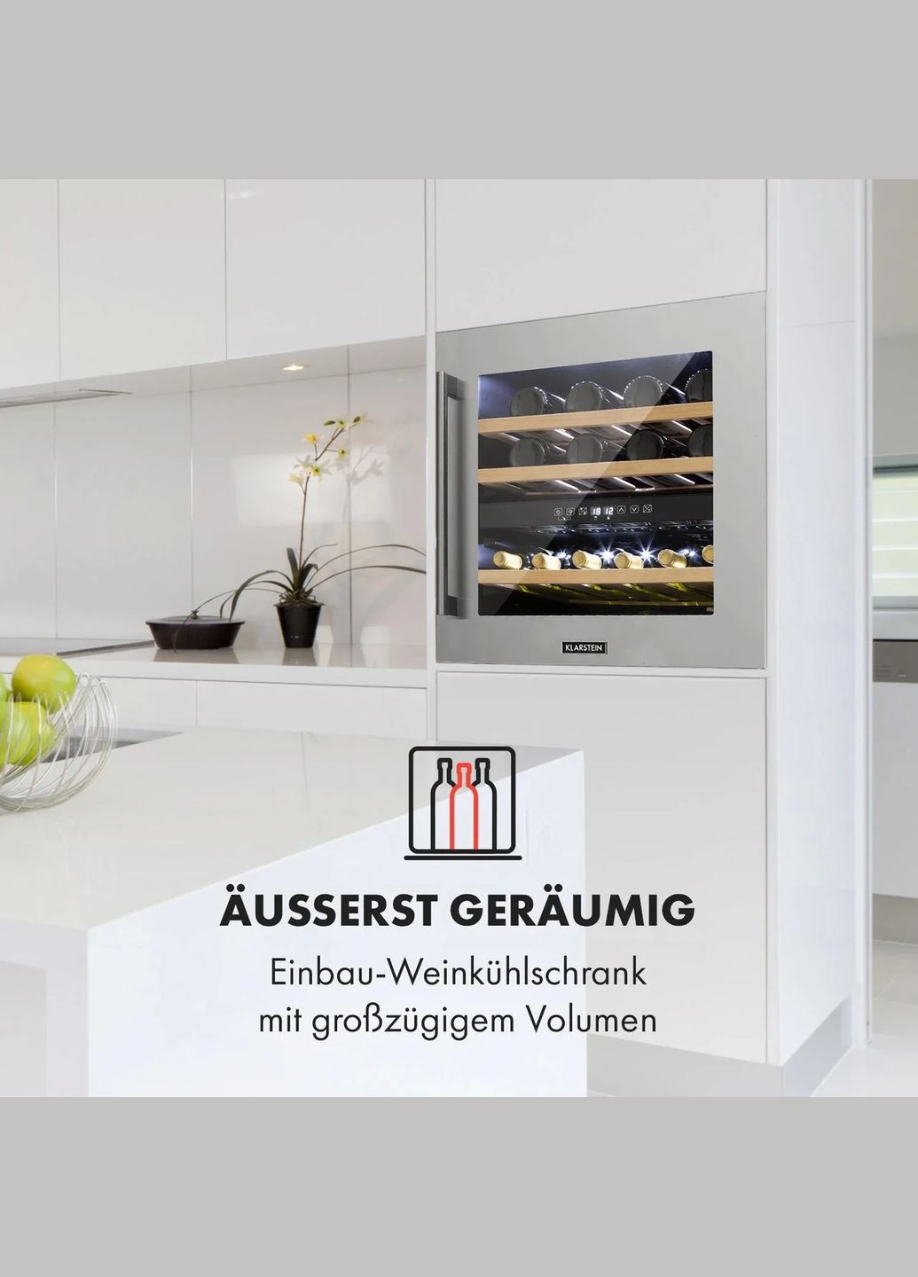 Винный холодильник под застройку Vinsider 36 85 л 2 зоны (10033682) Klarstein