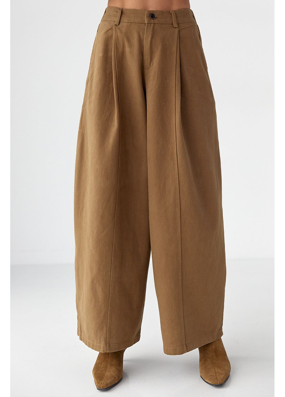 Котонові штани-палаццо зі складками Lurex (370395939)