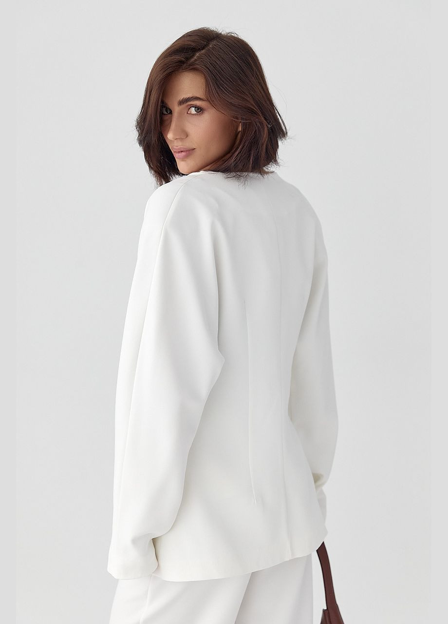 Класичний жакет без коміра з імітацією кишень – чорний колір Lurex (324392790)