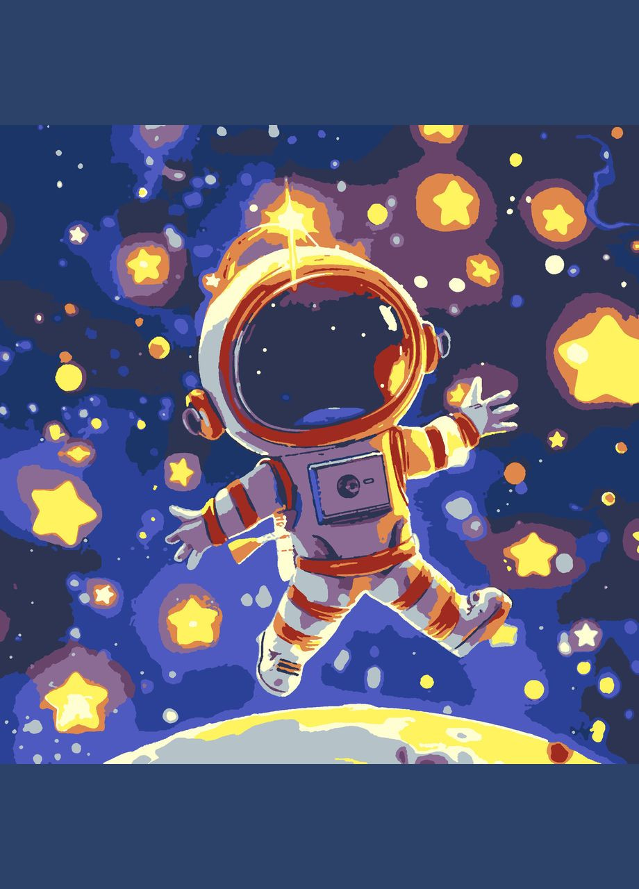 Картина по номерах зі світлодіодною підсвіткою для дітей Прогулянка по Місяцю 25x25 см (ГР1-024) Riviera Blanca (316635723)