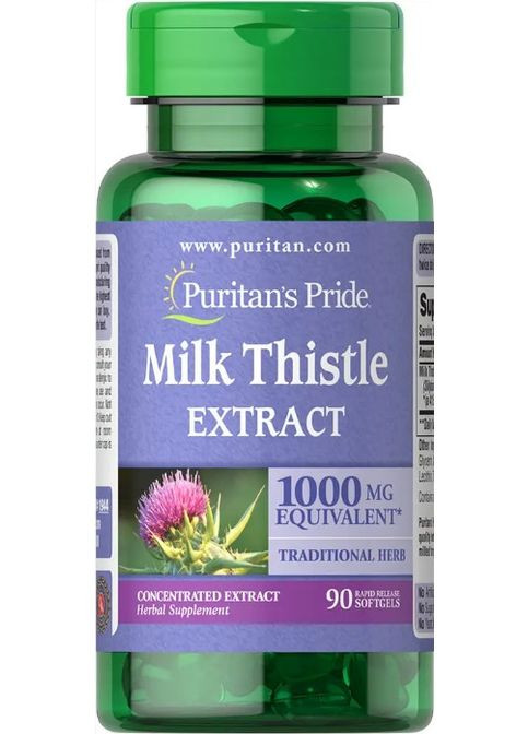 Расторопша (силимарин) Milk Thistle 4:1 (Silymarin) 1000 мг 90 капс Puritans Pride (357342789)
