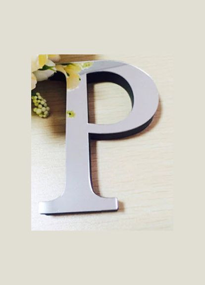 Зеркальная пластиковая наклейка Буква P 3D серебро (высота 10 см) No Brand (303630170)