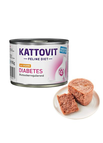 Лечебный влажный корм Veterinary Diabetes - для кошек с сахарным диабетом и ожирением, банка 185 г (4000158780577) Kattovit (352060858)