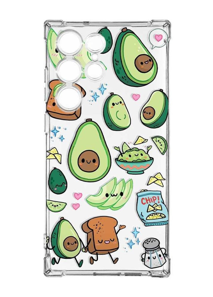 Чехол с утолщёнными углами на Samsung Galaxy S23 Ultra:: Милашки авокадо каваи (принт 305) Creative (360658249)