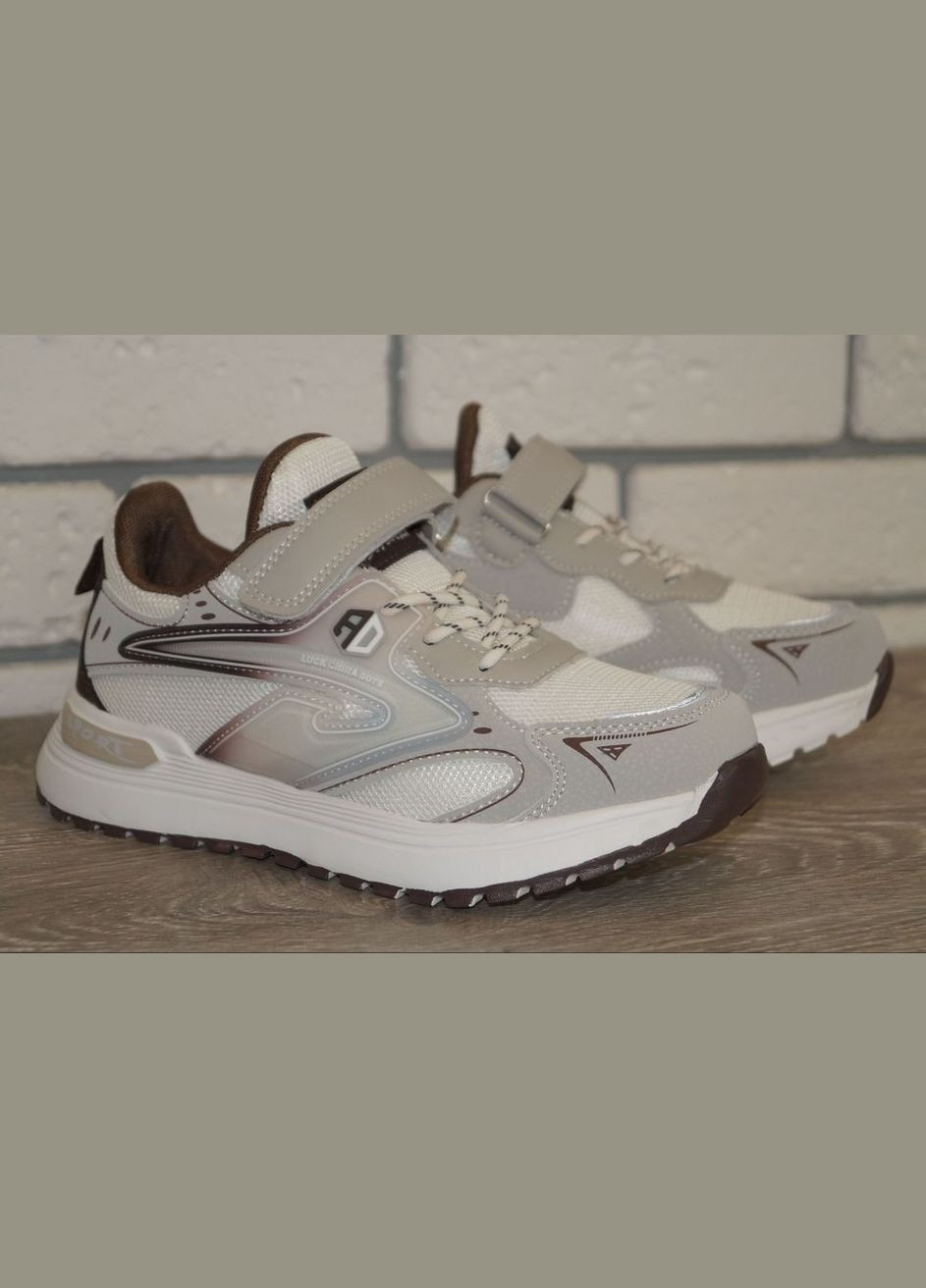 Бежеві осінні кросівки спортивні підліткові бежеві з коричневим BBT