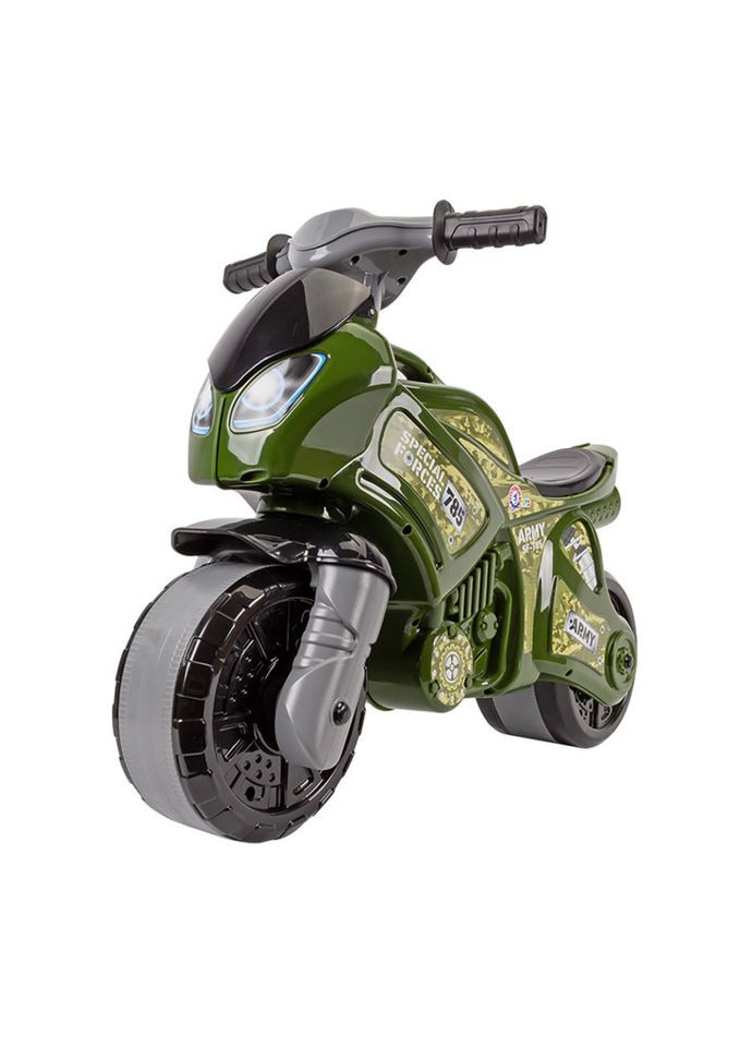 Іграшка мотоцикл для дітей від 2 років каталка толокар зелений військовий байк для активного відпочинку ТехноК (368755611)