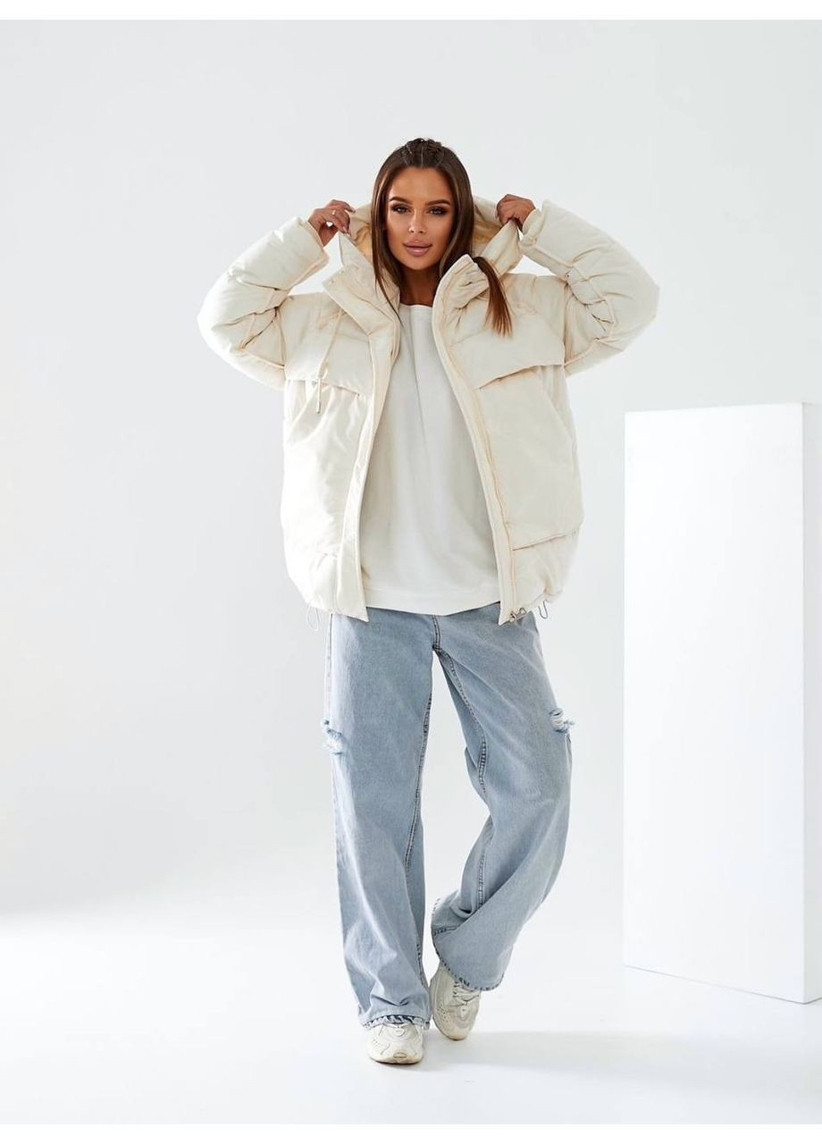 Молочна зимня куртка жіноча тепла Style Point
