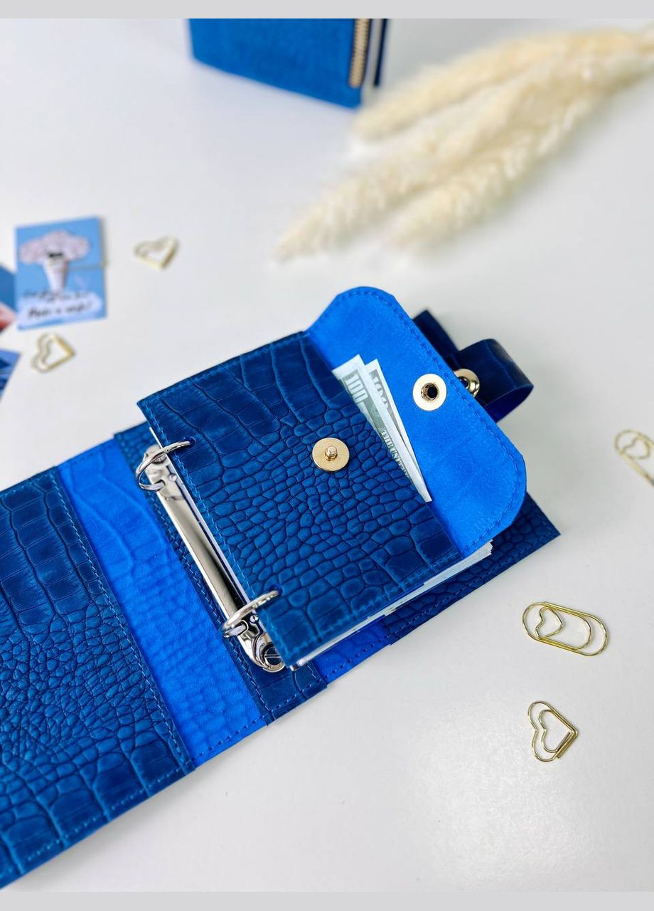 Шкіряний міні планер блокнот А7 синій. ViPlanners (328438768)