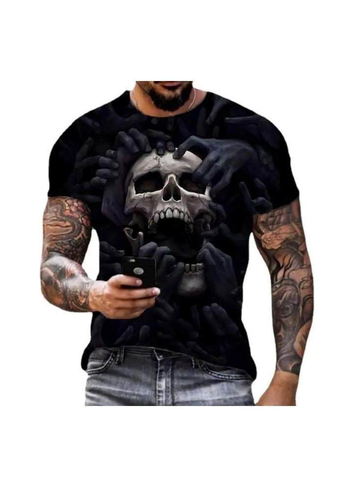 Черная футболка с черепом No Brand