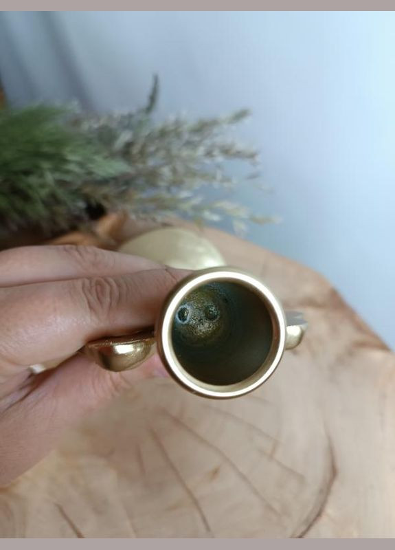 Подсвечник чугунный с бантом, золотистый, высокий, тяжелый 450 г No Brand (336381468)