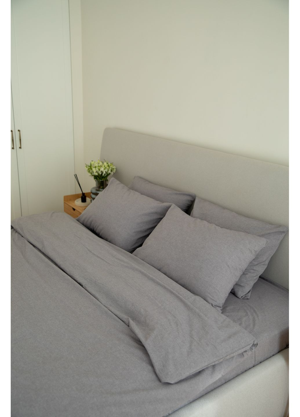 Постельное белье вареный хлопок "Белый" Семейный, Классическая простыня, наволочки 50х70 IN.HOME_UA (371141827)