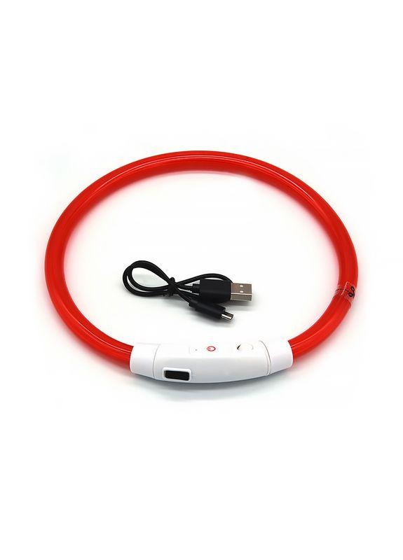 Світлодіодний LED нашийник L-18 Red M USB світний водовідштовхувальний для собак і котів 7 шт. Lesko (352012876)