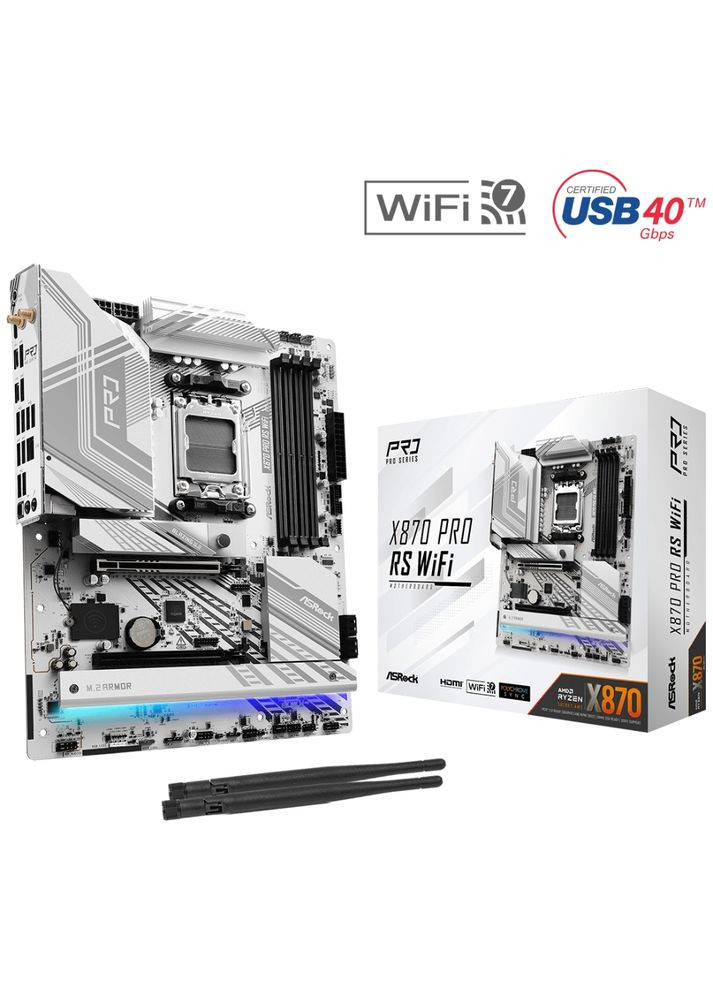 X870 PRO RS WIFI (AM5/X870, 4*DDR5, 2xPCIex16, HDMI/USB4, 4xSATA, 3xM.2, 2.5GLan, ATX) ASRock (322538135)