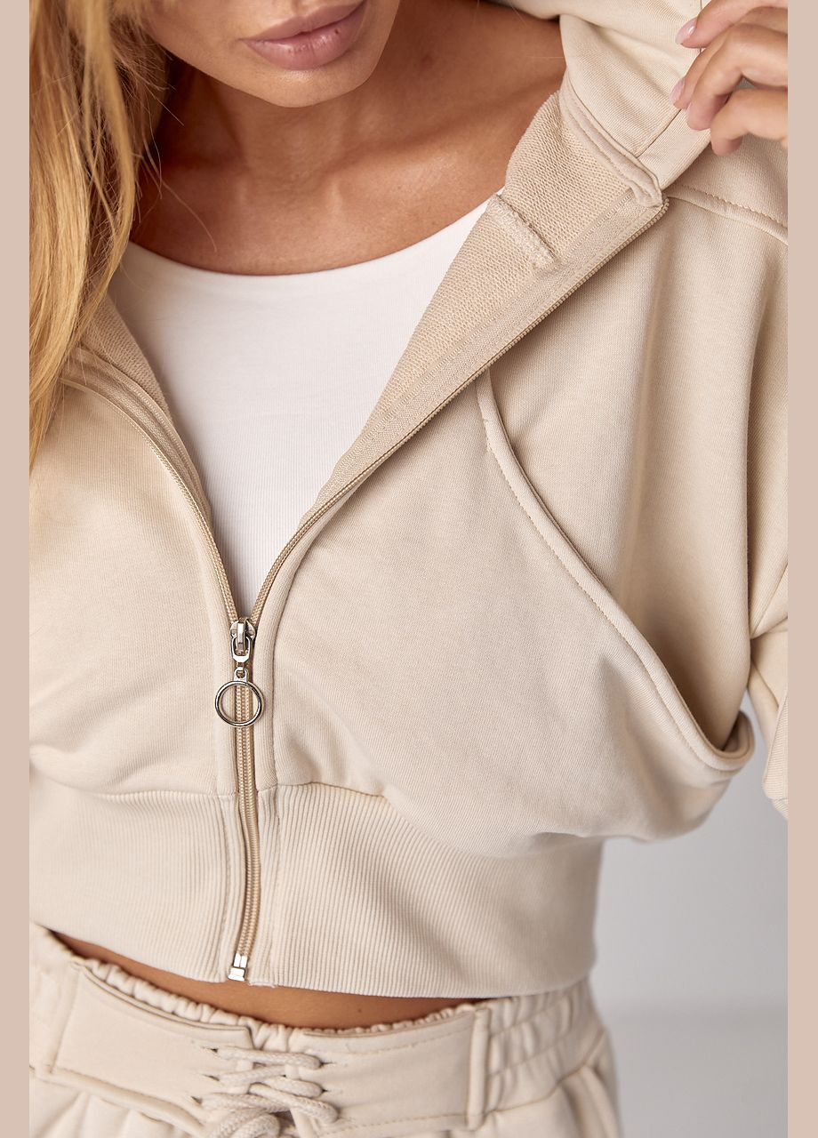 Спортивный костюм с коротким худи и штанами со шнуровкой на поясе Lurex (301269652)