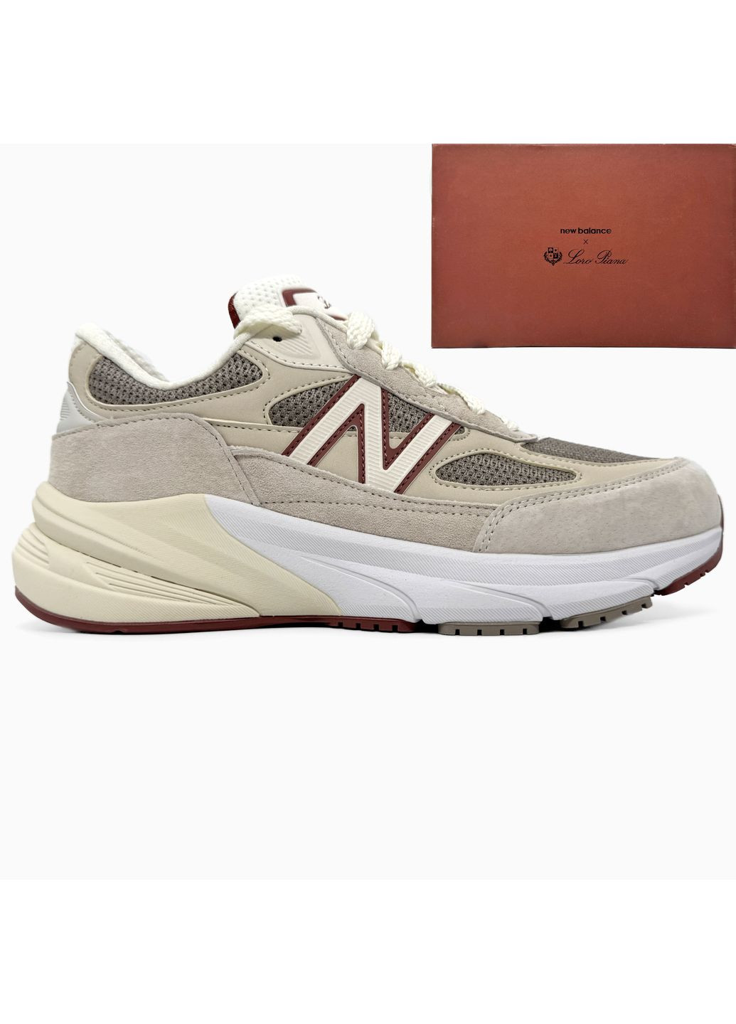КРОСІВКИ ЖІНОЧІ NEW BALANCE NEW BALANE 990V6 X LORO PIANA BEIGE / BORDO НЬЮ БЕЛАНС 9060 No Brand бежеві демісезони (367175141)