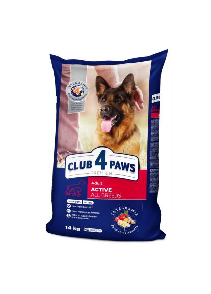 Сухой корм для собак. Актив 14 кг(UP) (4820215366274) Club 4 Paws Преміум. Актив 14 кг(UP) (369881980)